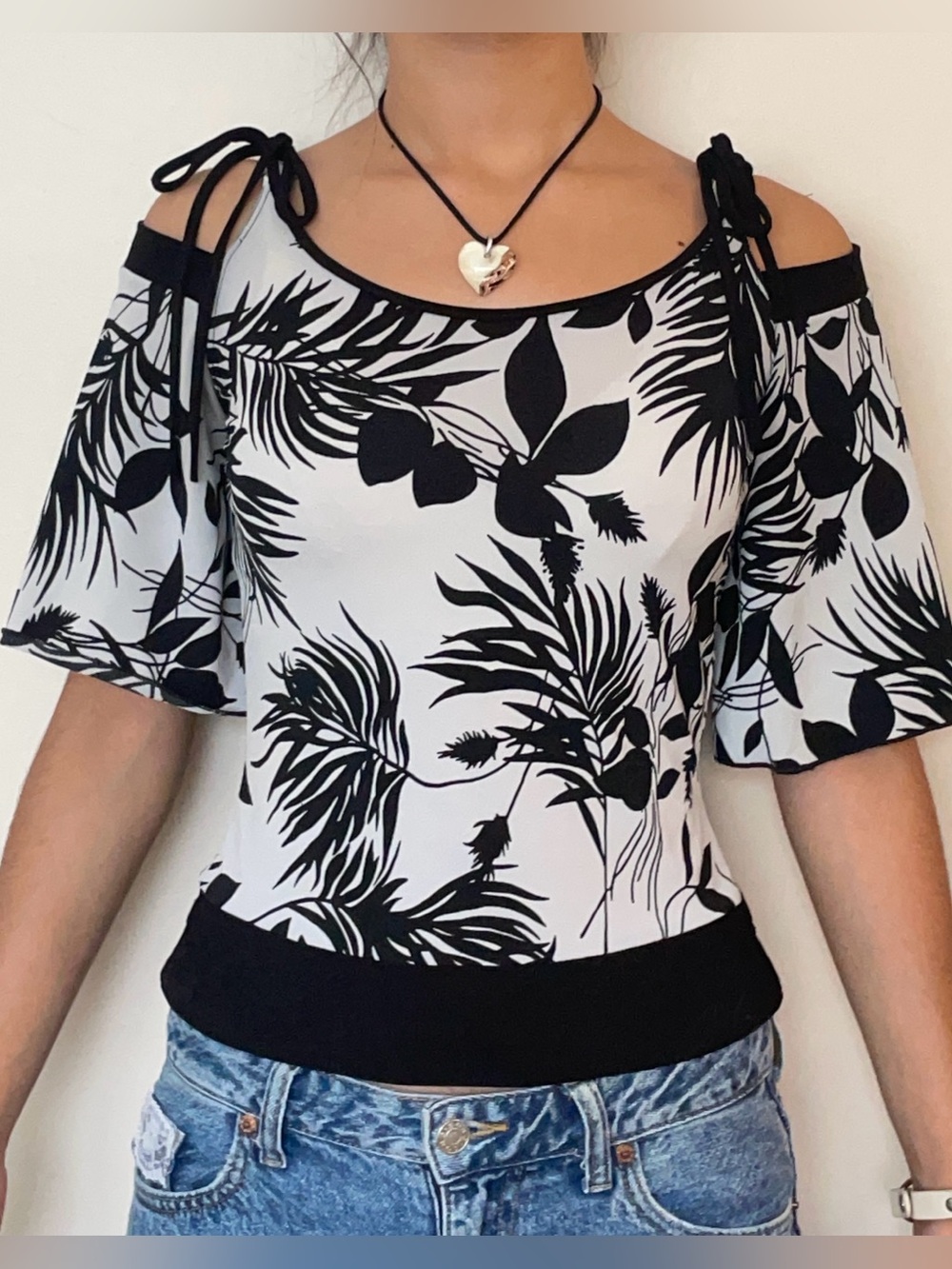 Y2K Floral Tropical Cold Shoulder